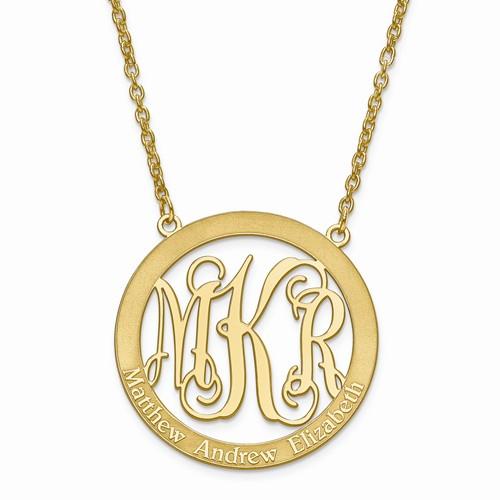 Family Names & Initial Monogram Pendant Necklace 14k Yellow Gold