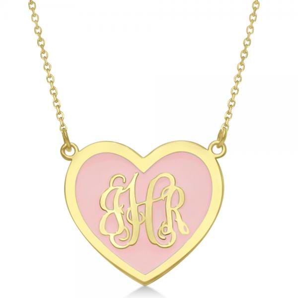 Enameled Heart Monogram Initial Pendant Y Gold over Sterling Silver