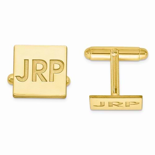 Recessed Letters Monogram Initial Cufflinks Gold over Sterling Silver