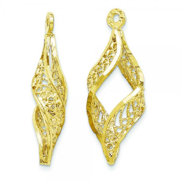 Filigree Swirl Earring Jackets in Plain Metal 14k Yellow Gold