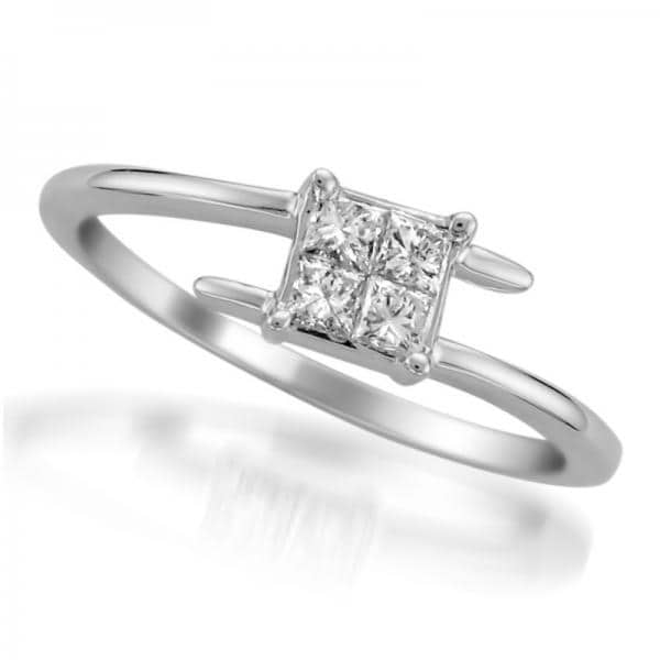 Princess Cut Diamond Bypass Promise Ring in 14k White Gold (0.33ct)