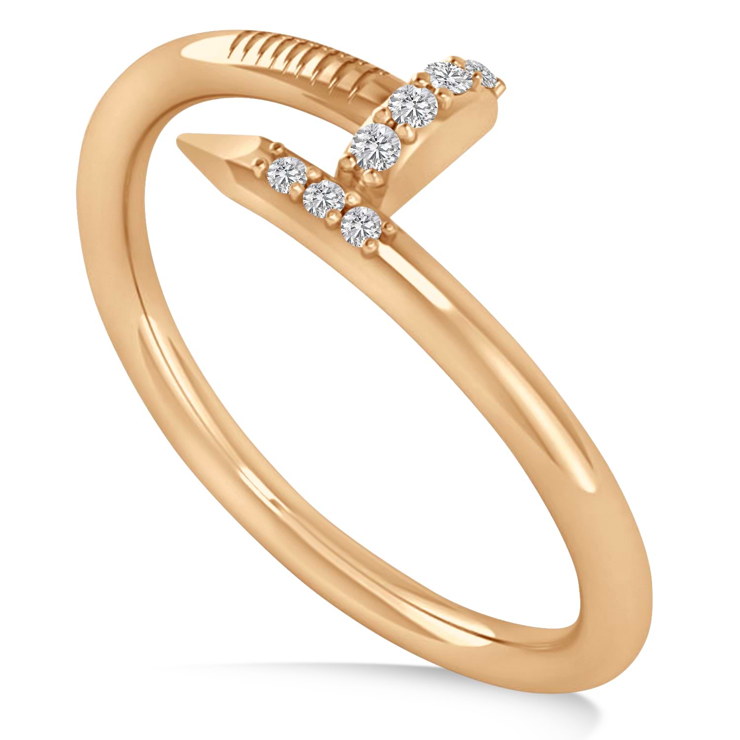 Diamond Curved Nail Ring 14k Rose Gold (0.06ct)