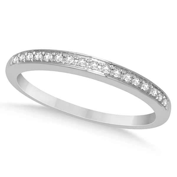 Half Eternity Micro Pave Diamond Wedding Ring 14K White Gold 0.10ctw Size 3.75