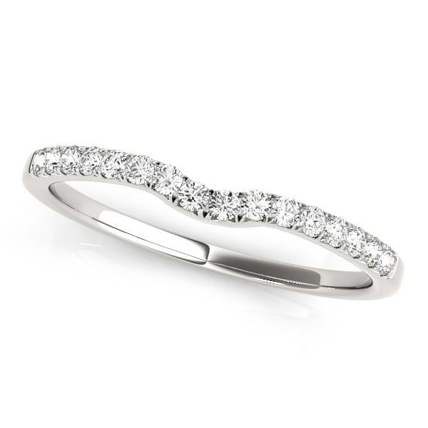 Diamond Curved Prong Wedding Band 14k White Gold (0.11ct)
