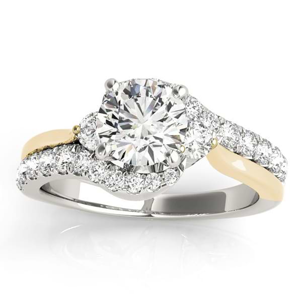 Bypass Engagement Ring & Curved Band Bridal Set 14k Y. Gold 0.67ct
