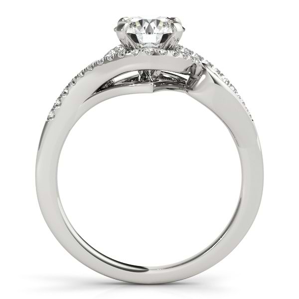 Swirl Shank Bypass Halo Diamond Engagement Ring 14k White Gold 0.20ct