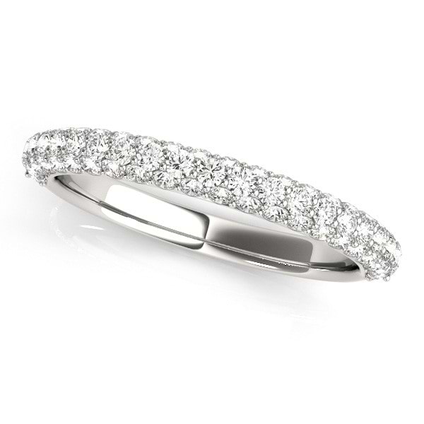Diamond Accented Three Row Wedding Band in 14k White Gold (0.75ct)