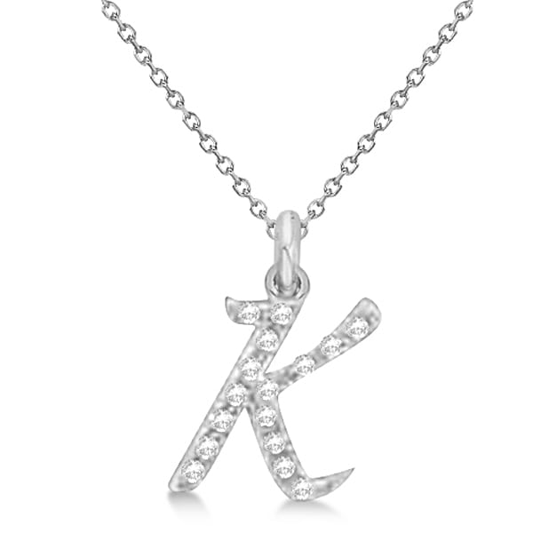Personalized Diamond Script Letter k Initial Necklace in 14k Rose Gold
