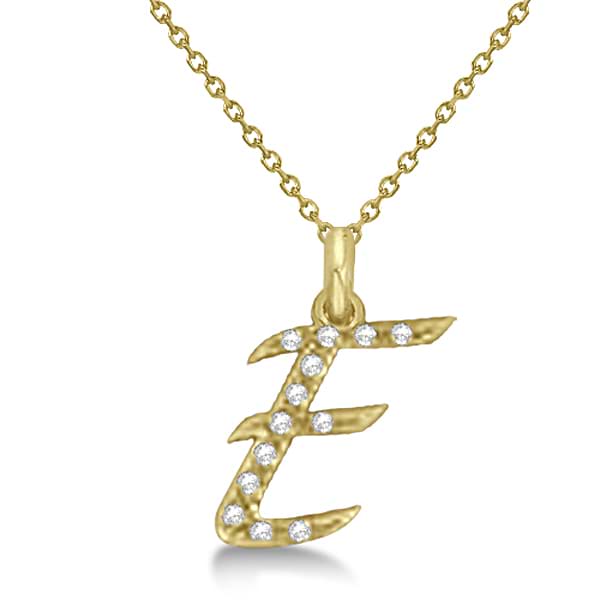 Personalized Diamond Script Letter E Initial Necklace in 14k Yellow Gold