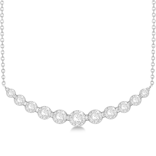 Curved Necklace Diamond Accented 14k White Gold (1.00ct)