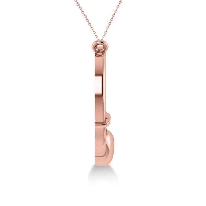 Double Heart Claddagh Pendant Necklace 14k Rose Gold