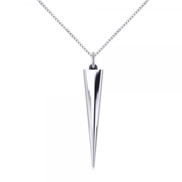 Spike Pendant Necklace in Plain Metal 14k White Gold 18 Inch