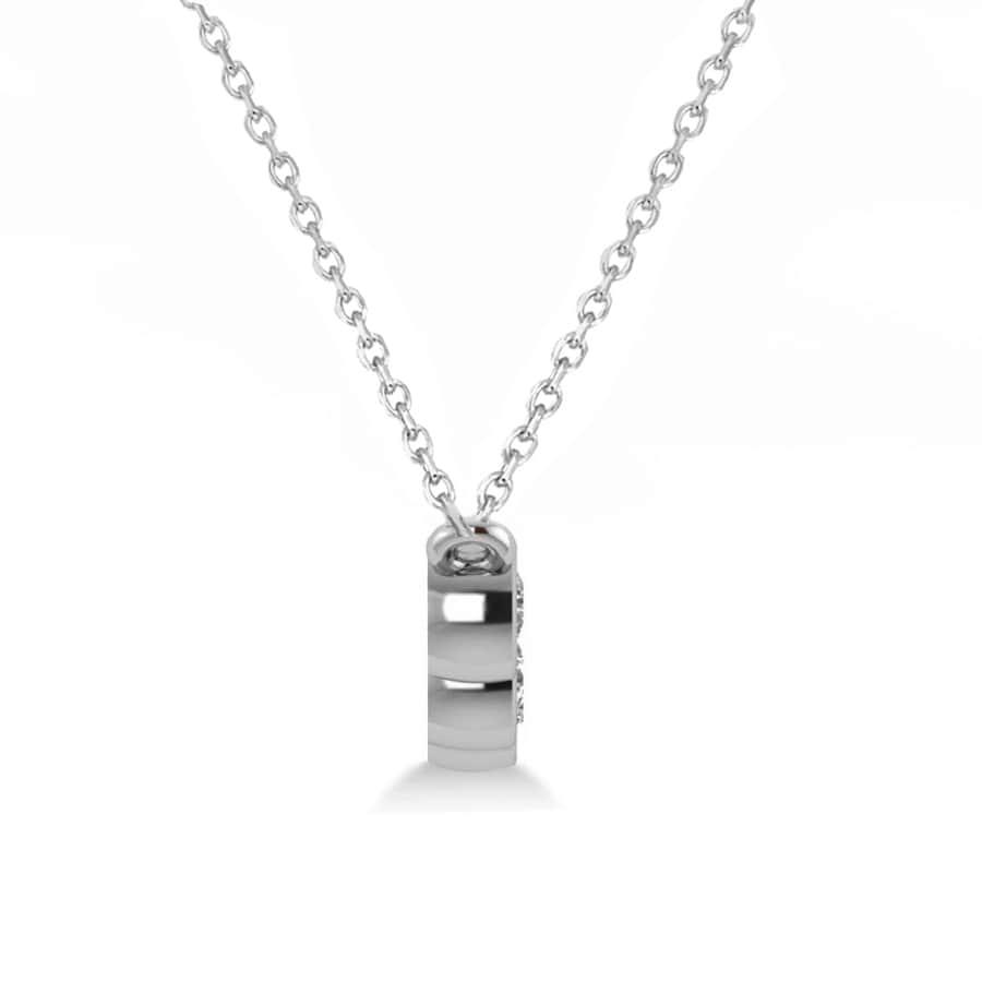 Diamond & Blue Sapphire 5-Stone Pendant Necklace 14k White Gold 0.25ct