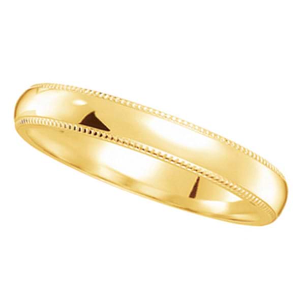 Unisex Wedding Band Dome Comfort-Fit Milgrain 14k Yellow Gold (4 mm) Size 10