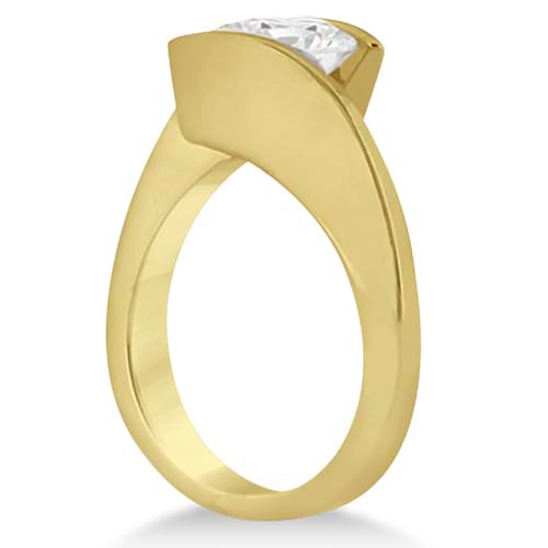 Tension Set Solitaire Diamond Engagement Ring 14k Yellow Gold 0.50ct