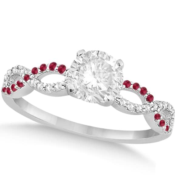 Infinity Diamond & Ruby Gemstone Engagement Ring Platinum (0.46ct) Size 8