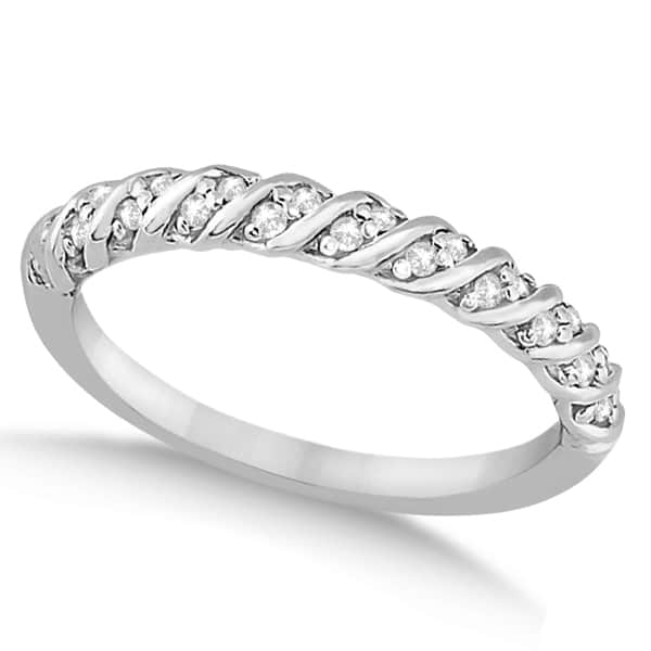 Diamond Rope Wedding Band in 14k White Gold (0.17ct) Size 6.5