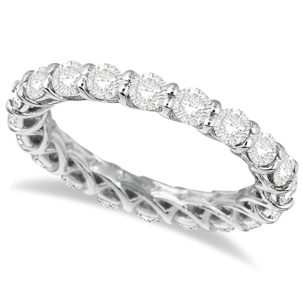 Luxury Diamond Eternity Anniversary Ring Band 14k White Gold (2.50ct) Size 4.75