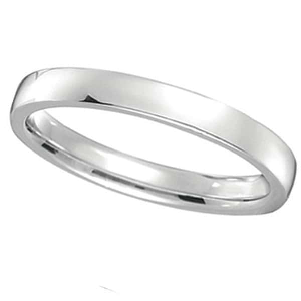 14k White Gold Wedding Ring Low Dome Comfort Fit (2mm)