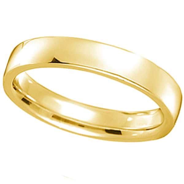 18k Yellow Gold Wedding Ring Low Dome Comfort Fit (4 mm)
