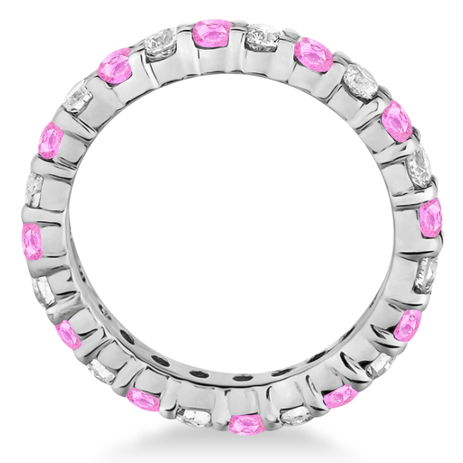 Pink Sapphire & Diamond Eternity Ring Band 14k White Gold (1.07ct) SIZE 7.5