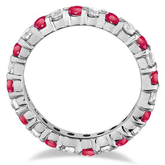 Ruby & Diamond Eternity Ring Band 14k White Gold (1.07ct) Size 6