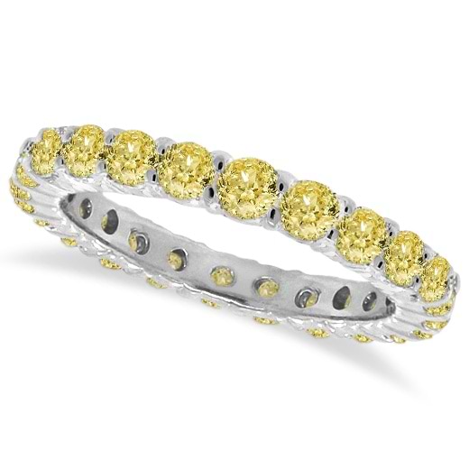Fancy Yellow Canary Diamond Eternity Ring Band 14k White Gold (1.07 ctw) - SIZE 5