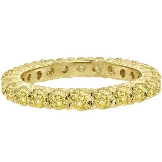 Fancy Yellow Diamond Eternity Ring Anniversary Band 14k Gold (1.07ct)