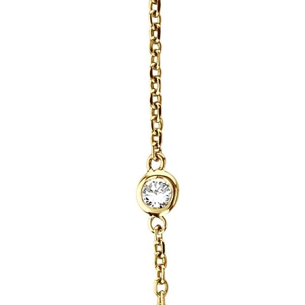 Moissanite Station Necklace Bezel-Set in 14k Yellow Gold (0.50 ctw)