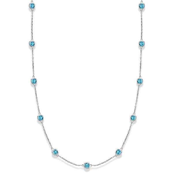 Aquamarines Gemstones by The Yard Station Necklace 14k W. Gold 2.25ct
