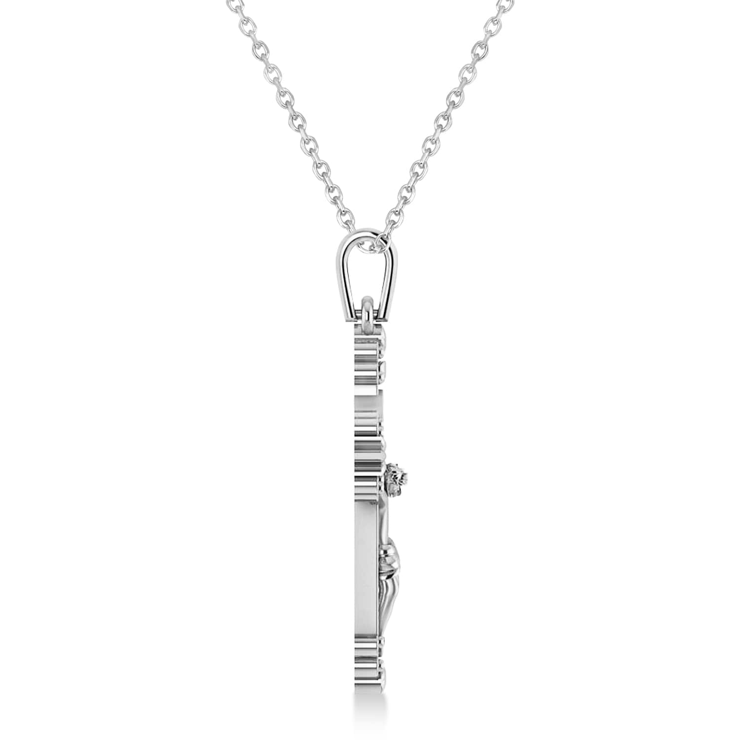 Cross Benedict Crucifix Pendant Necklace 14k White Gold