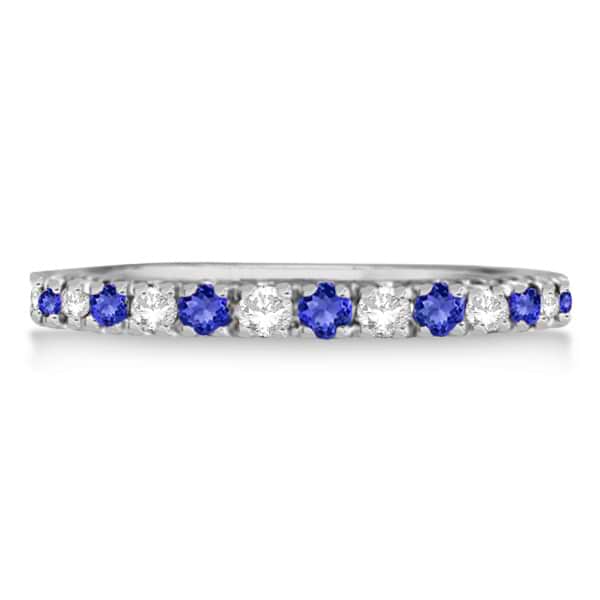 Tanzanite & Diamond Eternity Stackable Ring Band 14K White Gold (0.75ct) size 8
