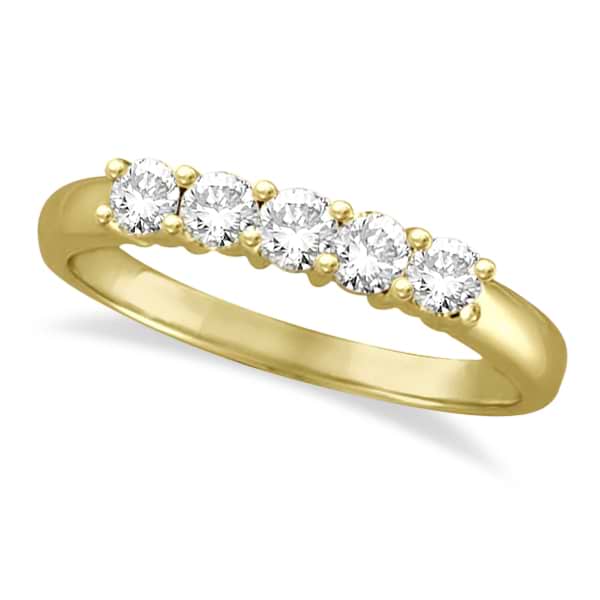 Five Stone Diamond Ring Anniversary Band 14k Yellow Gold (0.50ctw) size 6.5