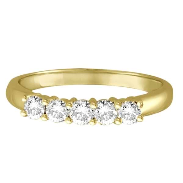 Five Stone Diamond Ring Anniversary Band 14k Yellow Gold (0.50ctw) size 6.5