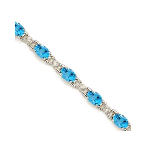 Diamond and Blue Topaz Bracelet 14k White Gold (10.26 ctw)
