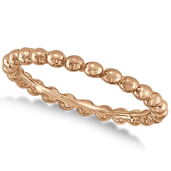 Women's Plain Metal Solid Beaded Stackable Ring 14k Rose Gold size 4