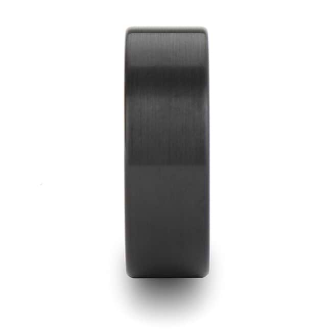 Brushed Finish Flat Carbide Black Tungsten Wedding Band (8mm)