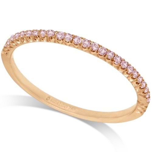 Micro Pave Pink Diamond Ring Guard 18k Rose Gold by Hidalgo (0.10 ct)