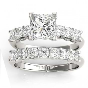 Diamond Princess cut Bridal Set Ring