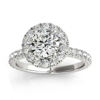 French Pave Halo Diamond Engagement Ring Setting  0.75ct