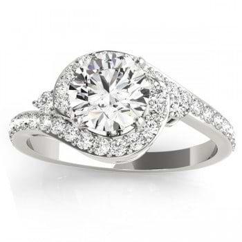 Diamond Halo Swirl Engagement Ring Setting