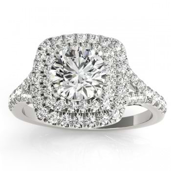 Square Double Halo Diamond Engagement Ring