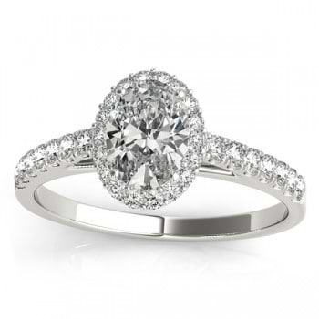 Diamond Accented Halo Oval Shaped Bridal Set