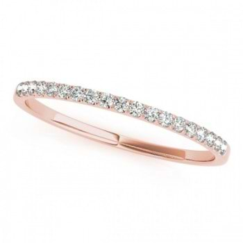 18k Rose Gold Eternity Wedding Band Filigree Leaf Diamond Rings