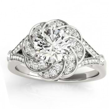 Diamond Floral Split Shank Engagement Ring Setting