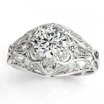 Vintage Art Deco Diamond Engagement Ring Setting 14k White Gold 0.20ct