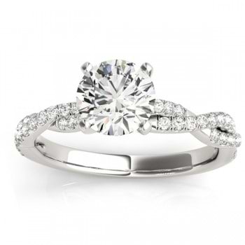 Diamond Twist Sidestone Accented Engagement Ring 14k White Gold (0.19ct)