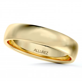14k Yellow Gold Plain Wedding Band Flat Comfort Fit Plain Ring 3mm