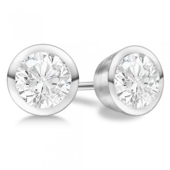 Bezel Set Round-Cut Diamond Stud Earrings