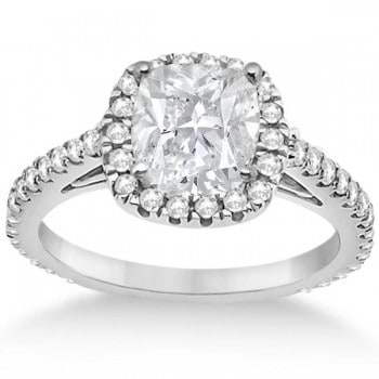 Cathedral Halo Cushion Diamond Engagement Ring
